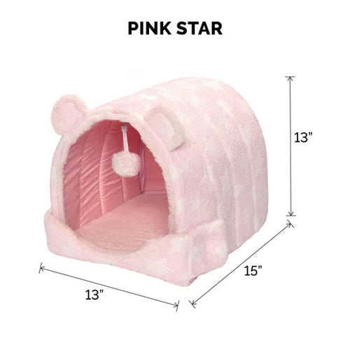 FurHaven Cozy Cave Pet Bed - Fleece & Faux Fur