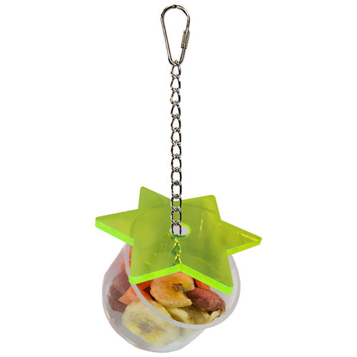 Exotic Nutrition Star Forage Cup Small Pet Cage Accessory Toy (1.75 tall (6 tall including chain) x 3.5 wide)