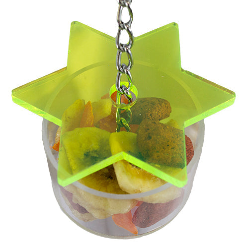 Exotic Nutrition Star Forage Cup Small Pet Cage Accessory Toy (1.75 tall (6 tall including chain) x 3.5 wide)