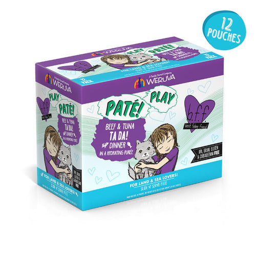 Weruva BFF PLAY Paté Beef & Tuna Ta Da! Dinner in a Hydrating Purée Cat Food (3.0 Oz Pouch)