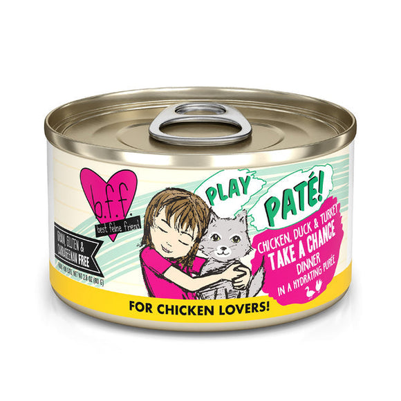 Weruva BFF PLAY Paté Chicken, Duck & Turkey Take a Chance Dinner in a Hydrating Purée Cat Food (5.5 Oz Can)