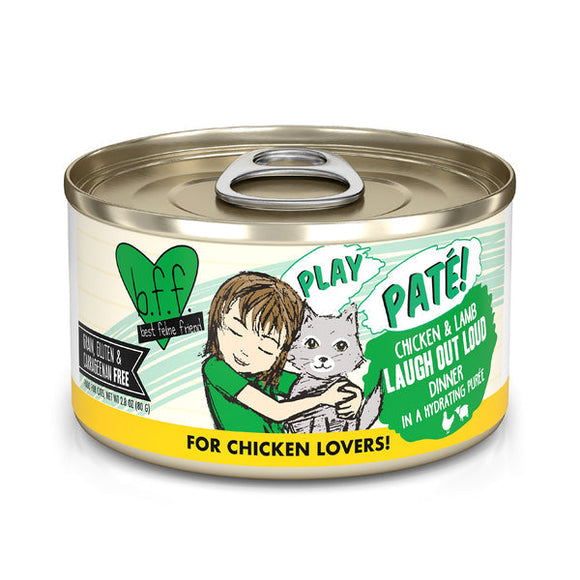 Weruva BFF PLAY Paté  Chicken & Lamb Laugh Out Loud Dinner in a Hydrating Purée Cat Food (5.5 Oz Can)
